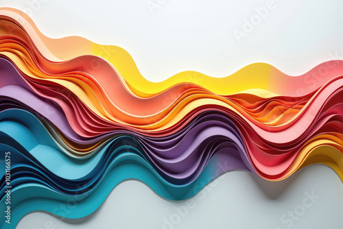 Colorful abstract paper stripes forming a wave shape