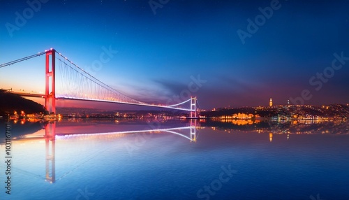 Bridge illuminated at night