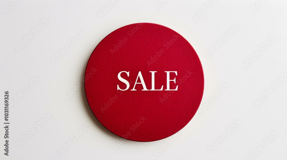 White 'SALE' Text on a Red Round Paper Note. White Background with Copy Space White 'SALE' Text on a Red Round Paper Note. White Background with Copy Space