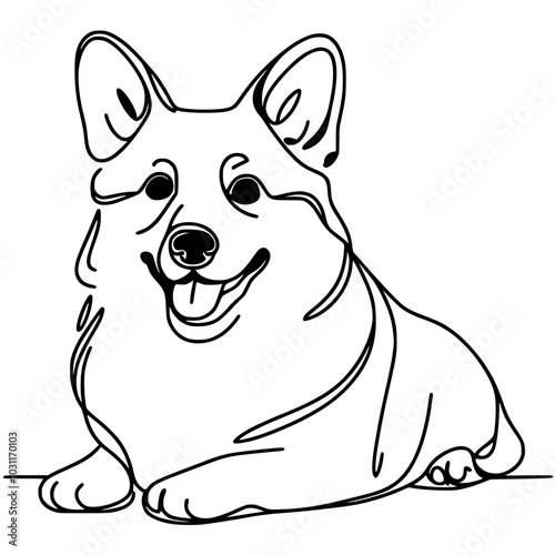 One line art corgi silhouette