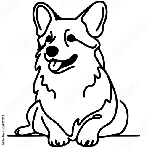 One line art corgi silhouette