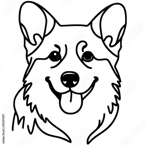 One line art corgi silhouette