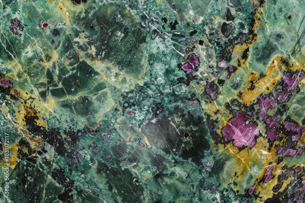 Fototapeta premium Photo of Zoisite green dark marble pattern with golden veins. Background texture for backdrops or mapping