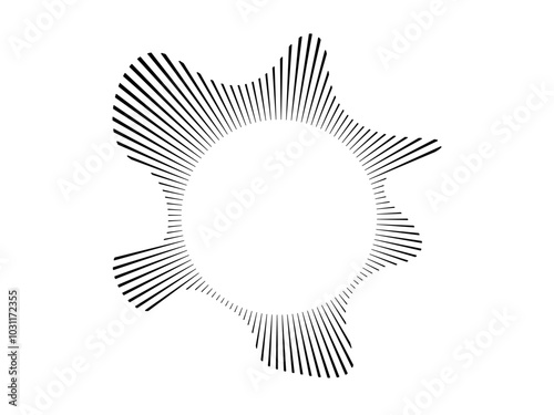 Circular sound wave. Sound line, radial spectrum, sound equalizer. Circular geometric wavy frame. Vector radial spectrum. photo