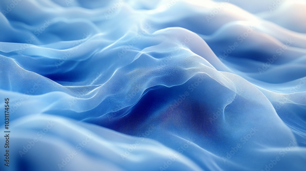 Abstract blue fabric waves with soft texture and light reflections. Abstract blue fabric waves with soft texture and light reflections.