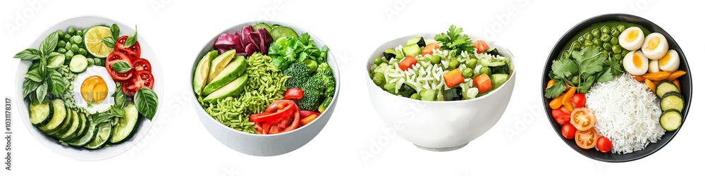 A vibrant assortment of fresh salads in white bowls, featuring colorful vegetables, greens, and garnishes, set against a dark background. A vibrant assortment of fresh salads in white bowls, featuring colorful vegetables, greens, and garnishes, set against a dark background.
