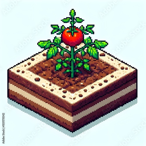 Isometric pixel art tomato crop
