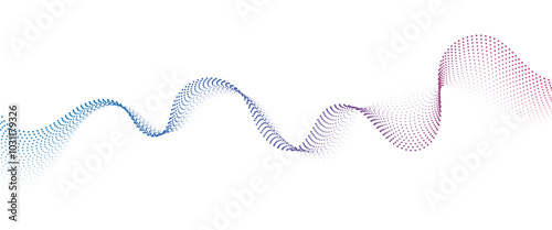 Flowing Dot Wave halftone gradient pattern on transparent background	
