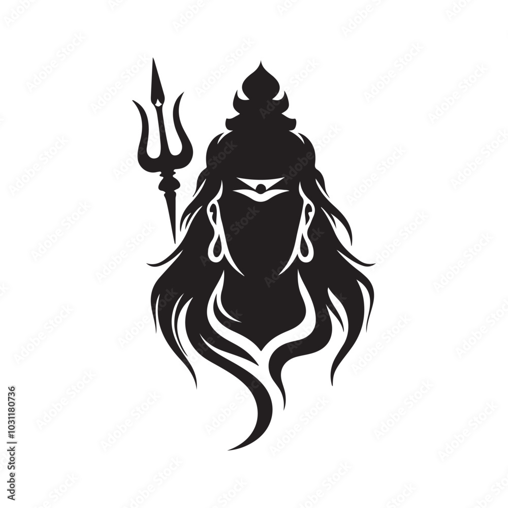 Lord Mahadev head silhouette vector art illustration Lord Mahadev head silhouette vector art illustration