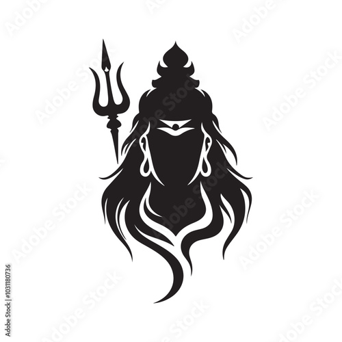 Lord Mahadev head silhouette vector art illustration