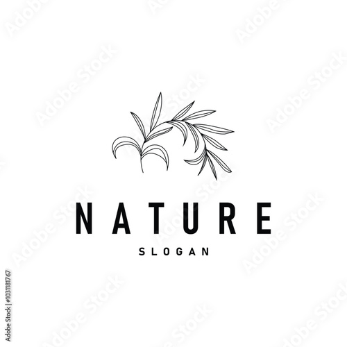 illustration template nature logo leaf botanical simple organic beautiful hand drawn minimalist plant