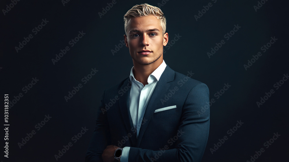Young bright blonde hair Confident Businesman Young bright blonde hair Confident Businesman
