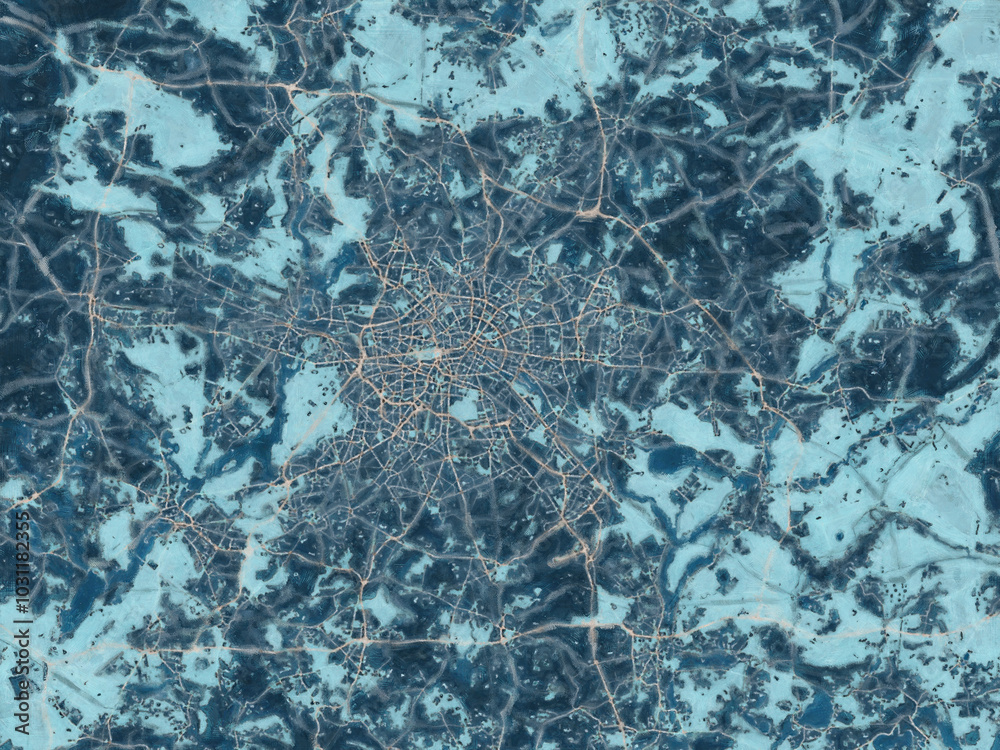 Painterly Style City Map of Berlin metropole, Germany in a Blue Color Scheme. Painterly Style City Map of Berlin metropole, Germany in a Blue Color Scheme.