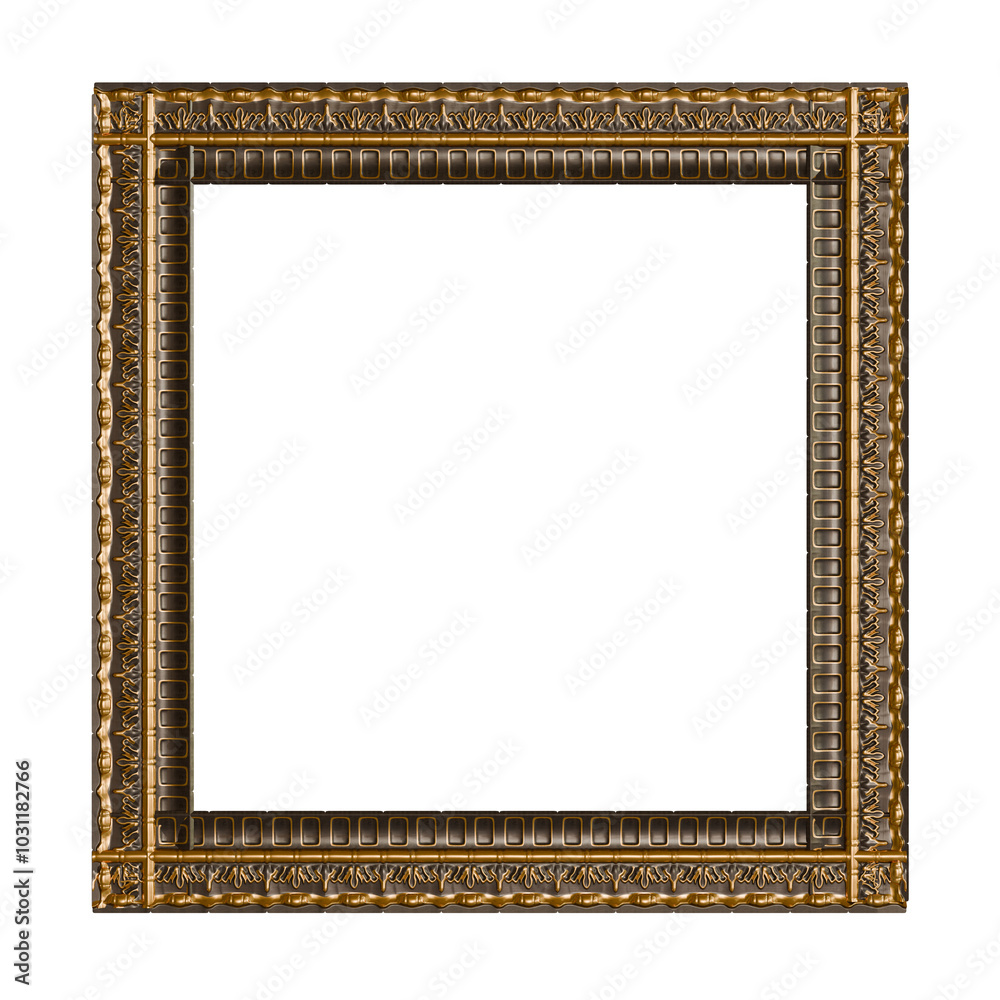 High-Resolution 3D Render of Baroque Wood and Gold Frame - Decorative Element for Royal and Vintage Designs High-Resolution 3D Render of Baroque Wood and Gold Frame - Decorative Element for Royal and Vintage Designs