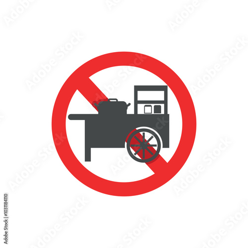 vector illustration flat design of travelling vendors, travelling sales carts prohibited from selling, prohibited area.