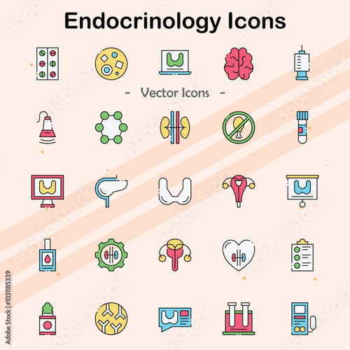Icons representing endocrinology and hormone-related topics.