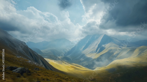 Scenic mountain landscape in Molson with a cloudy sky photo