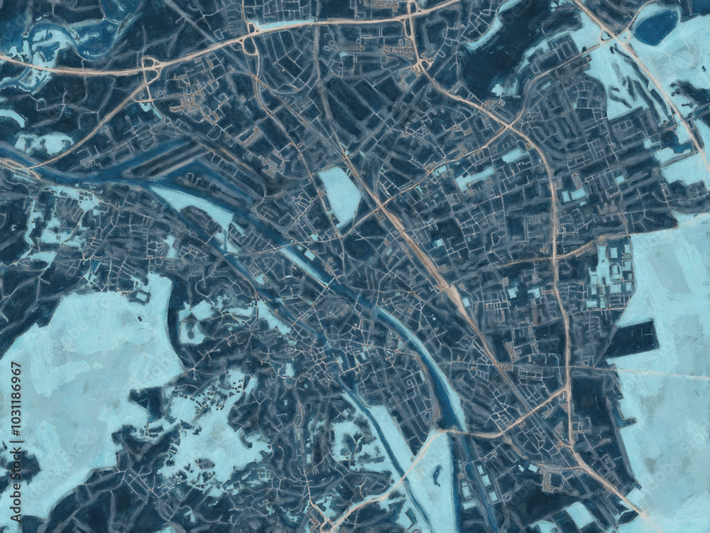 Painterly Style City Map of Bamberg, Germany in a Blue Color Scheme. Painterly Style City Map of Bamberg, Germany in a Blue Color Scheme.