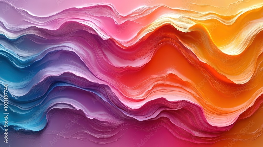 Fototapeta premium Abstract waves of vibrant colors blending harmoniously.