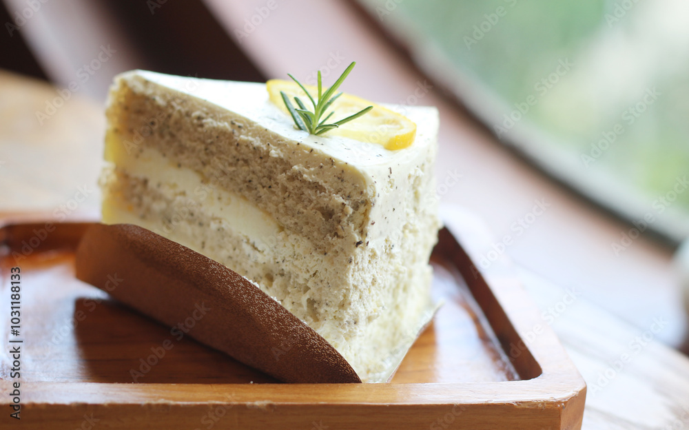 Earl Grey Lemon Cake with slice of lemon Earl Grey Lemon Cake with slice of lemon