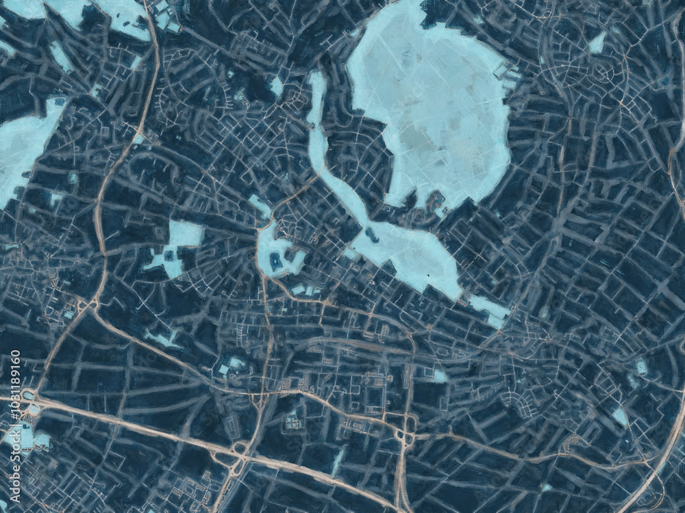 Painterly Style City Map of Bad Homburg, Germany in a Blue Color Scheme. Painterly Style City Map of Bad Homburg, Germany in a Blue Color Scheme.