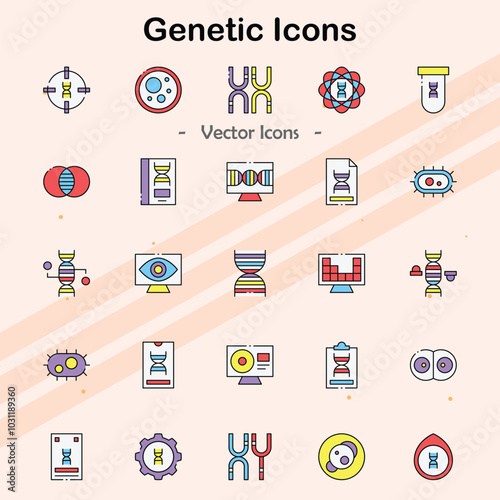 Icons representing genetics and genetic engineering.