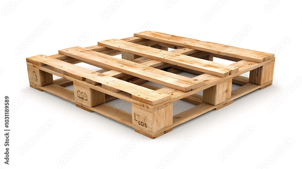 Wooden pallet isolated on a white background. Perfect for logistics, shipping, or warehouse-themed designs and creative projects Wooden pallet isolated on a white background. Perfect for logistics, shipping, or warehouse-themed designs and creative projects