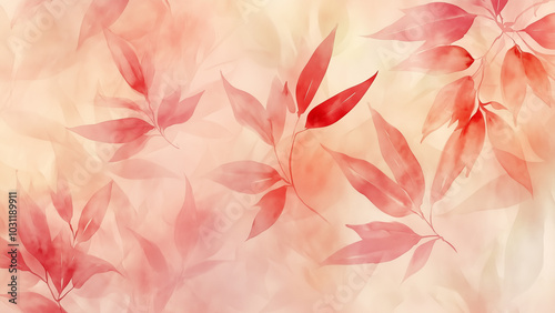 High-Definition Chinese Watercolor Pattern: Bamboo Flowers on Frosted Background