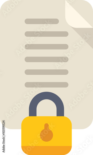 Yellow lock is securing an important confidential data file document