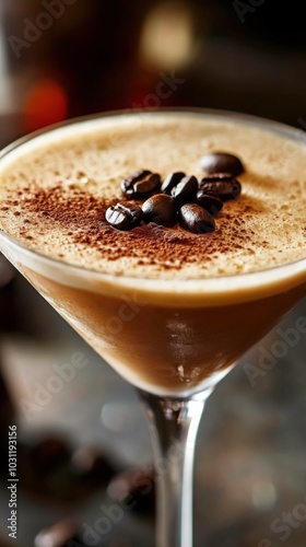 Frothy coffee cocktail for food photography and culinary design