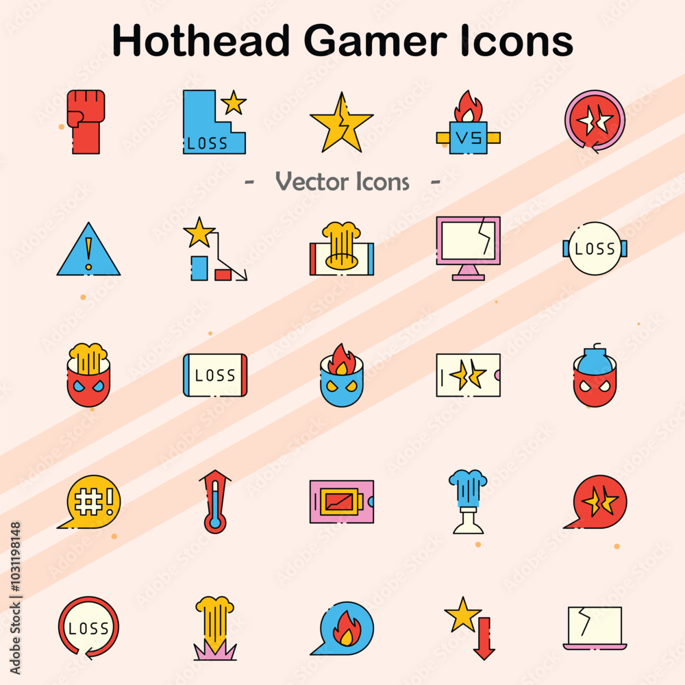 Icons representing intense or aggressive gaming. Icons representing intense or aggressive gaming.