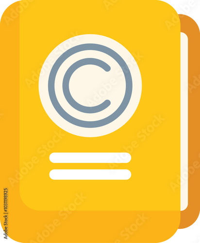 Yellow book with copyright symbol indicating ownership and authorship for commercial use