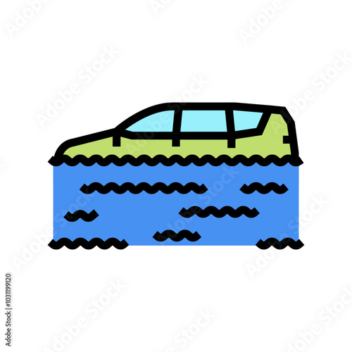 flooded car disaster color icon vector. flooded car disaster sign. isolated symbol illustration