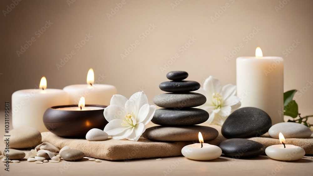 spa stones and orchid, background zen - generative ai spa stones and orchid, background zen - generative ai