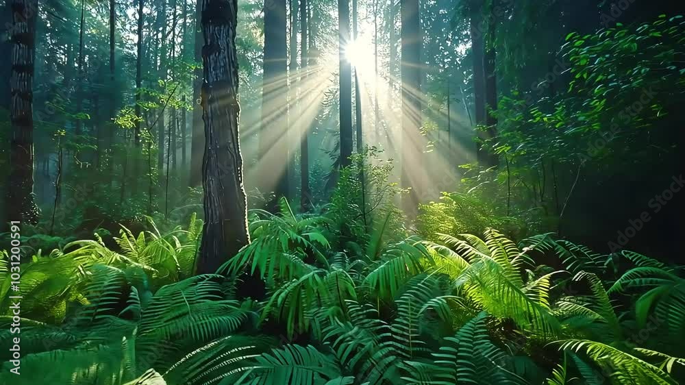 Sunlight Rays Through Forest Sunlight Rays Through Forest