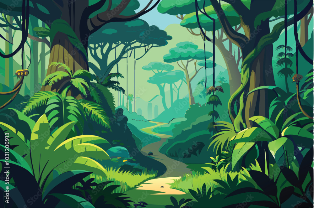 Obraz premium jungle background for video vector illustration 