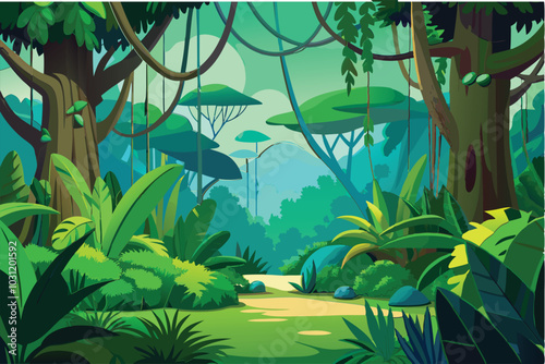 jungle background for video vector illustration 