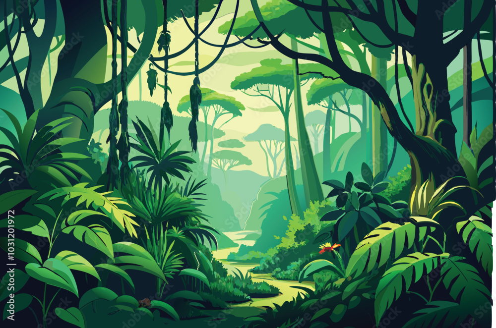 jungle background for video vector illustration 