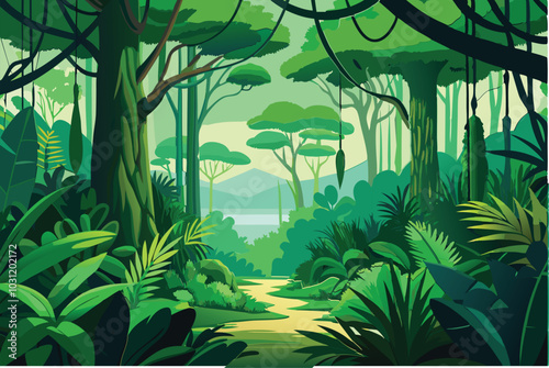 jungle background for video vector illustration 