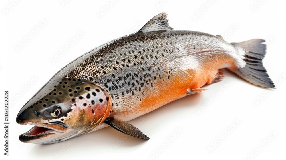 A large fish laying on a white surface with its mouth open A large fish laying on a white surface with its mouth open