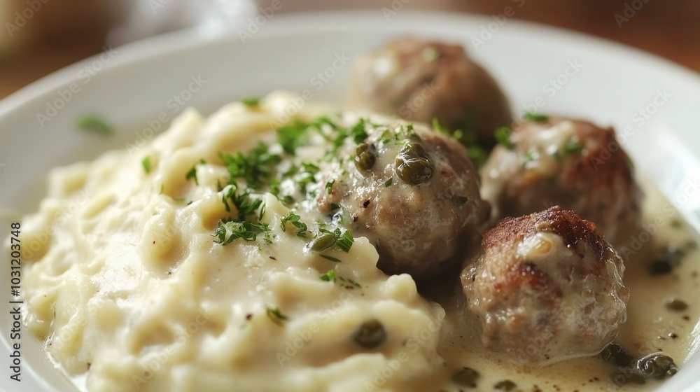 Classic Meatballs with Creamy Mashed Potatoes Platter Classic Meatballs with Creamy Mashed Potatoes Platter