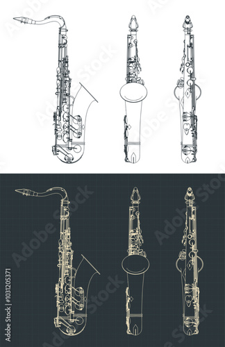 Tenor saxophone blueprints