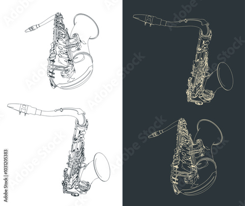 Tenor saxophone illustrations