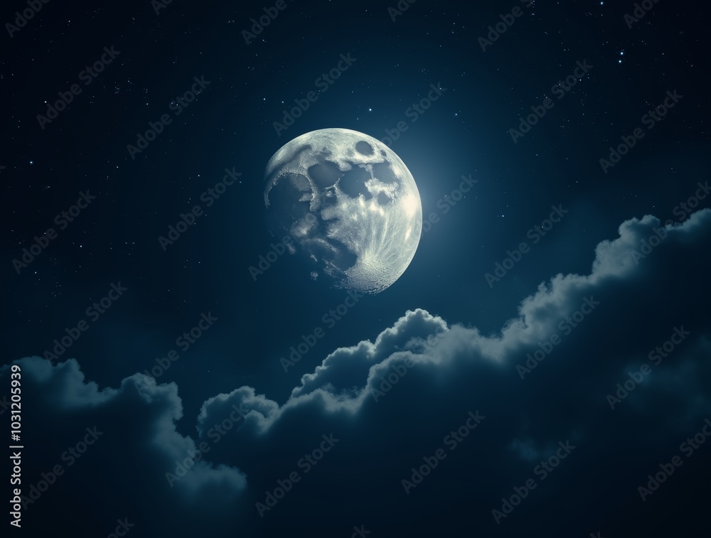 moon in the night with stars and cloud, moon view at the night, beautiful moon with stars moon in the night with stars and cloud, moon view at the night, beautiful moon with stars