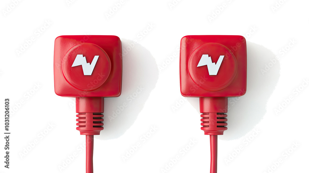 Set of Red Electrical Connectors Isolated on a White Background Generative AI Set of Red Electrical Connectors Isolated on a White Background Generative AI