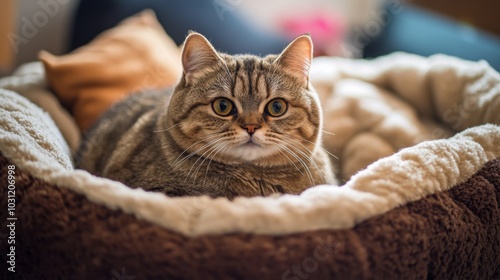 Wallpaper Mural Cozy Cat Relaxing in Comfy Bed Torontodigital.ca