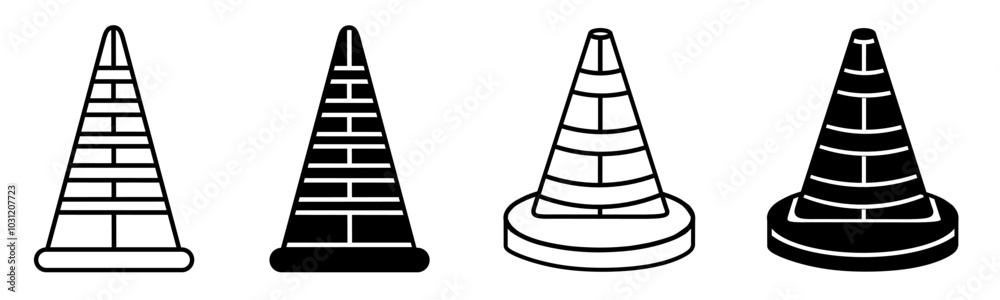 Silhouette of traffic cone icon illustration. Traffic cone icon set for business. Stock vector. Silhouette of traffic cone icon illustration. Traffic cone icon set for business. Stock vector.