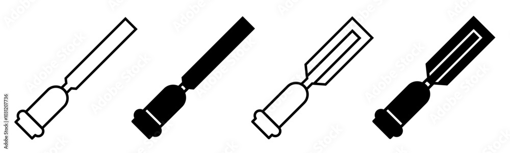 Silhouette of chisel icon illustration. Chisel icon set for business. Stock vector. Silhouette of chisel icon illustration. Chisel icon set for business. Stock vector.