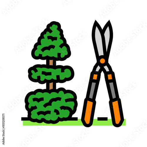 topiary shaping garden maintenance color icon vector. topiary shaping garden maintenance sign. isolated symbol illustration