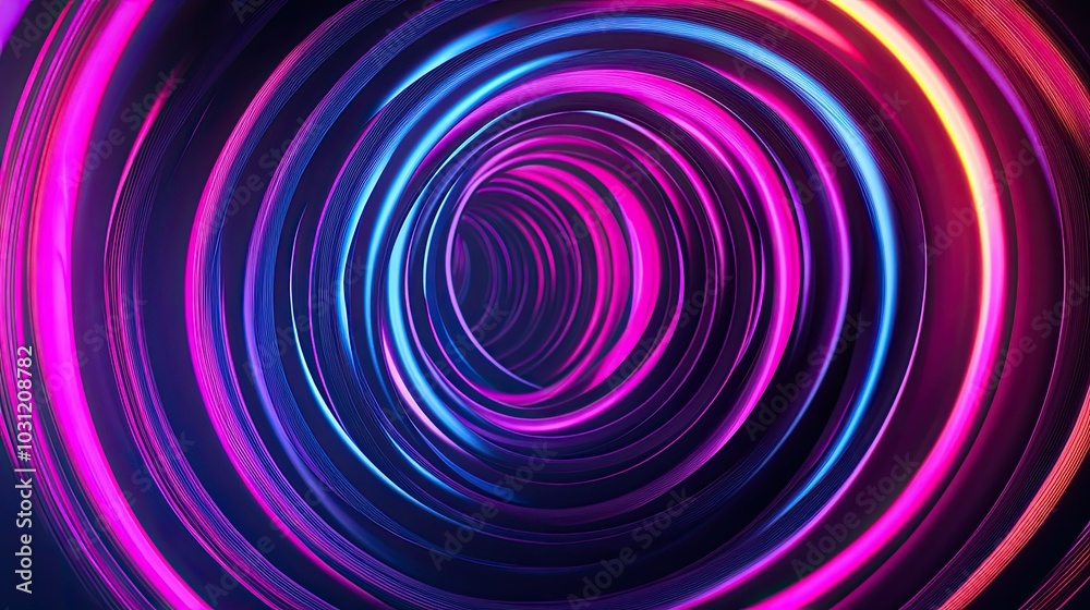Vibrant Neon Swirls in Abstract Tunnel Design Vibrant Neon Swirls in Abstract Tunnel Design